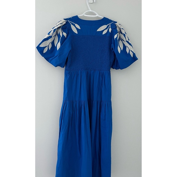 Anthropologie Short Sleeve Embroidery Appliqué Maxi Dress New - Picture 9 of 9